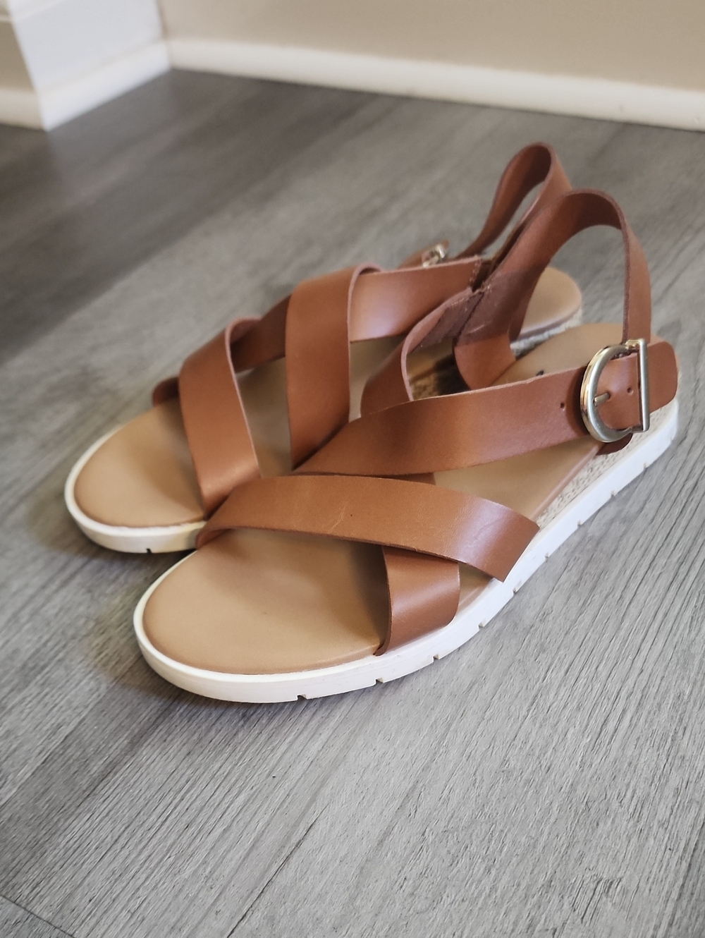White Mountain Brown Cross-Strap Slingback Sandals